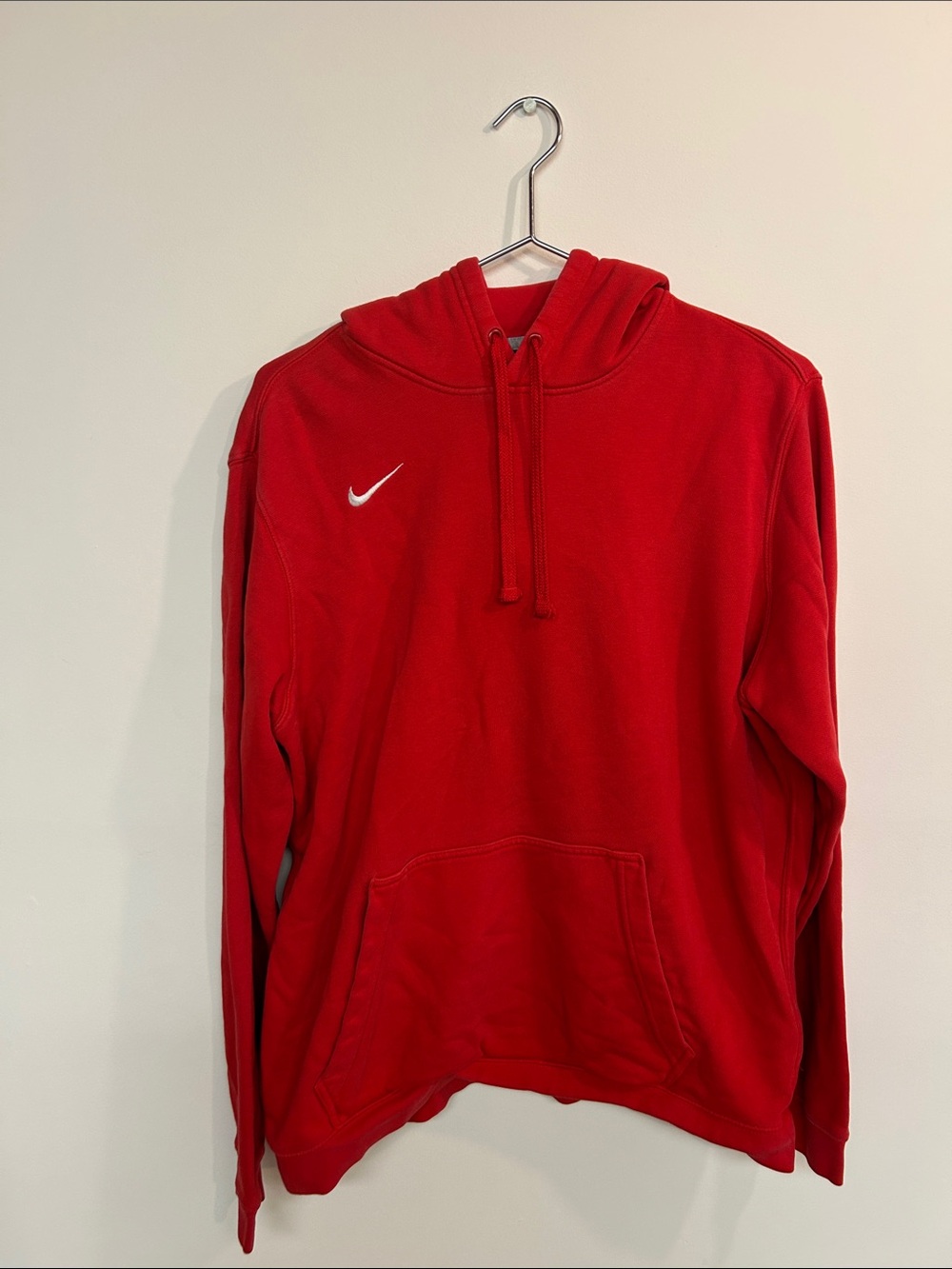 Nike Red Men's Hoodie with White Swoosh